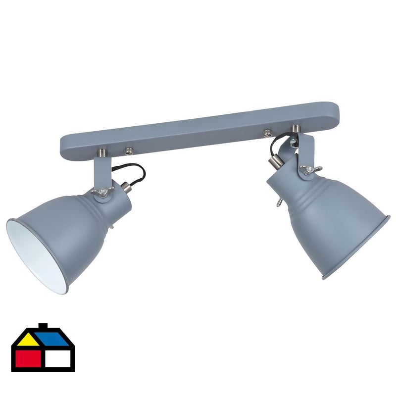 JUST HOME COLLECTION - Barra industrial 2 luces E27 gris