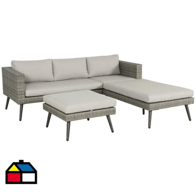 Juego de living seccional de terraza palma gris