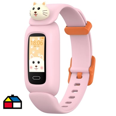 Smartband para nios IP68 rosado con 3 figuras intercambiables.