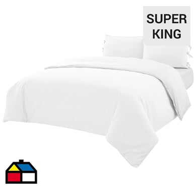 Funda plumn cotton lino sper king blanca.