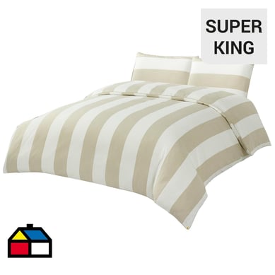 Funda plumn stripes sper king beige