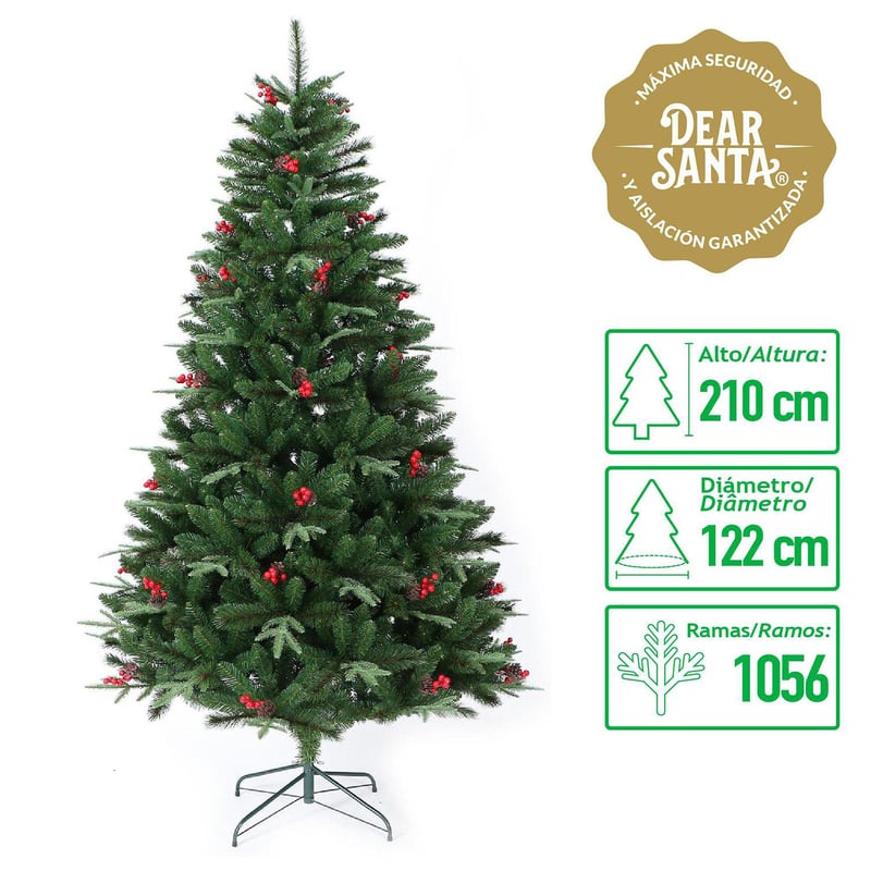 DEAR SANTA - Árbol de Navidad 1056 Ramas 122 x 210 cm Verde