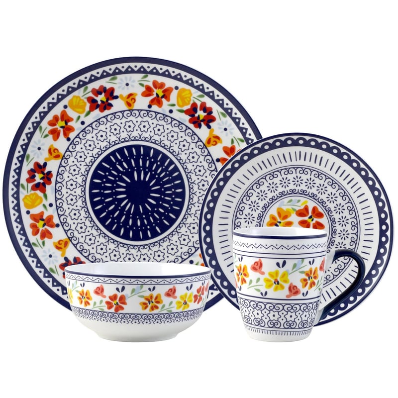 JUST HOME COLLECTION - Juego de Loza 16 Piezas Porcelana Cartagena Multicolor