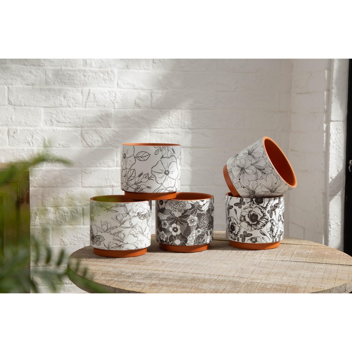Disok Set Di 4 Tazze Con Fiori In Ceramica, Regalo In Astuccio A Vaso, Multicolore