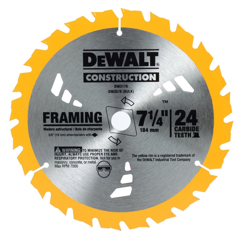 DEWALT - Disco de sierra circular 7 1/4" 24 dientes