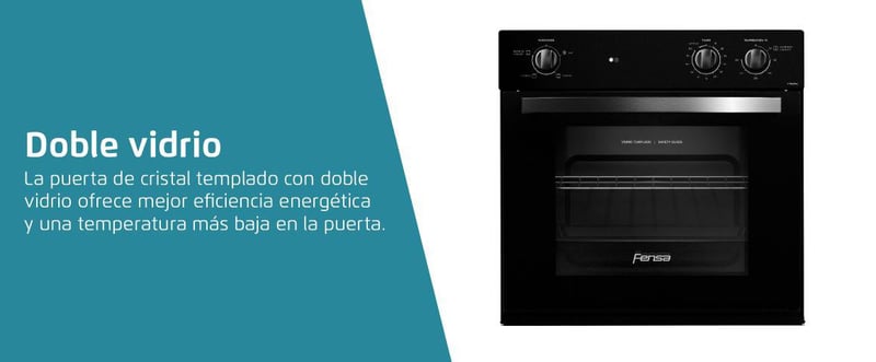 Doble vidrio. La puerta de cristal templado con doble vidrio ofrece mejor eficiencia energética y una temperatura más baja en la puerta.