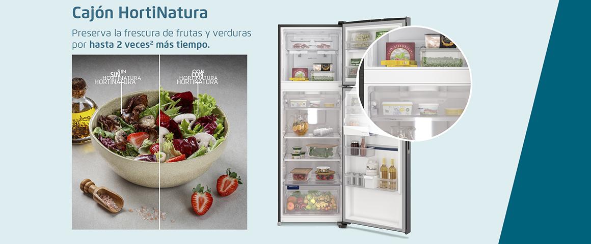 Cajón HortiNatura. Preserva la frescura de frutas y verduras por hasta 2 veces más tiempo.