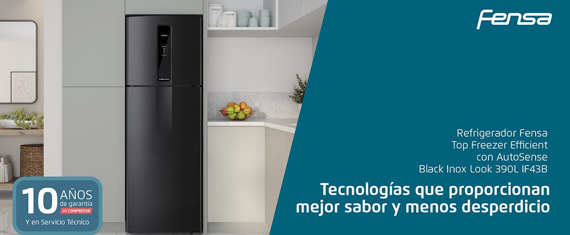 Refrigerador Fensa Top Freezer Efficient con AutoSense Black Inox 390L IF43B. Tecnologías que proporcionan mejor sabor y menos desperdicio