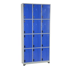 INDUSTRIAS CRUZ - Locker metálico 12 puestos gris azul de 200x93x30 cm