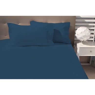Sabana Ajustable 144 Hilos Doble Azul