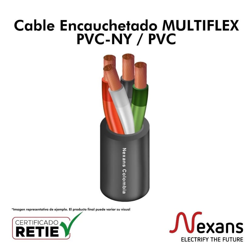 Cable Encauchetado (Multiflex) 3x14 AWG 1Mt NEXANS