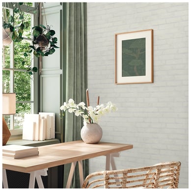 Papel Mural Ladrillo Blanco 53 Cm X 10 Mt Michalsky