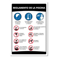 Señal Reglamento Para Piscina 100X70cm Poliestireno Calibre 60
