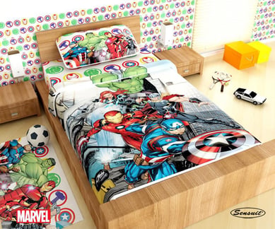 Juego de S�banas Sencillo Microfibra 100x190 cm Avengers