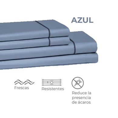 Juego De S�banas En Microfibra Sencillo Azul