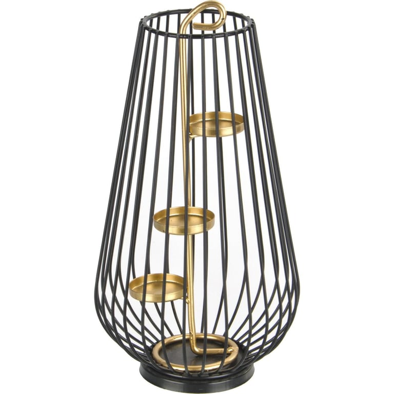 Portavela Tealight 3 Espacios 26cm Negro Dorado JUST HOME COLLECTION ...