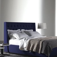 Combo Marfil Cabecero + Base Cama Queen Azul