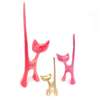 Gatos Set x 3 Rojo - Rosa - Dorado 20/27/38cm Poliresina