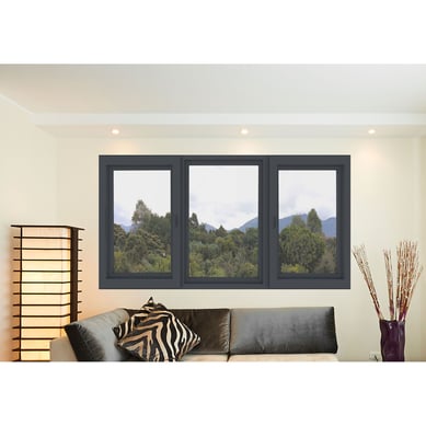 Ventana Batiente + Fijo + Batiente Premium Negro