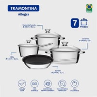 Batería Cocina 6 Piezas Tapa De Vidrio Allegra