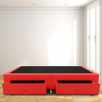 Base Cama con Cajones Semidoble 120x190 Microfibra Rojo