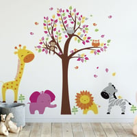 Vinilo Infantil Lovely Animal Tree Niña 150x120