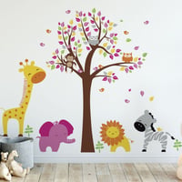 Vinilo Infantil Lovely Animal Tree T2 Niña 220x180