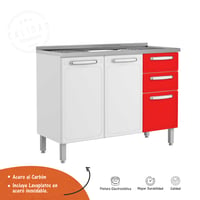 Mueble Inf Cocina-Lavaplatos Central 120x89 cm Rojo