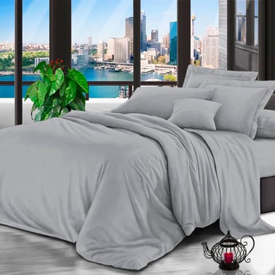 Juego de S�banas Microtex Unicolor Gris Queen
