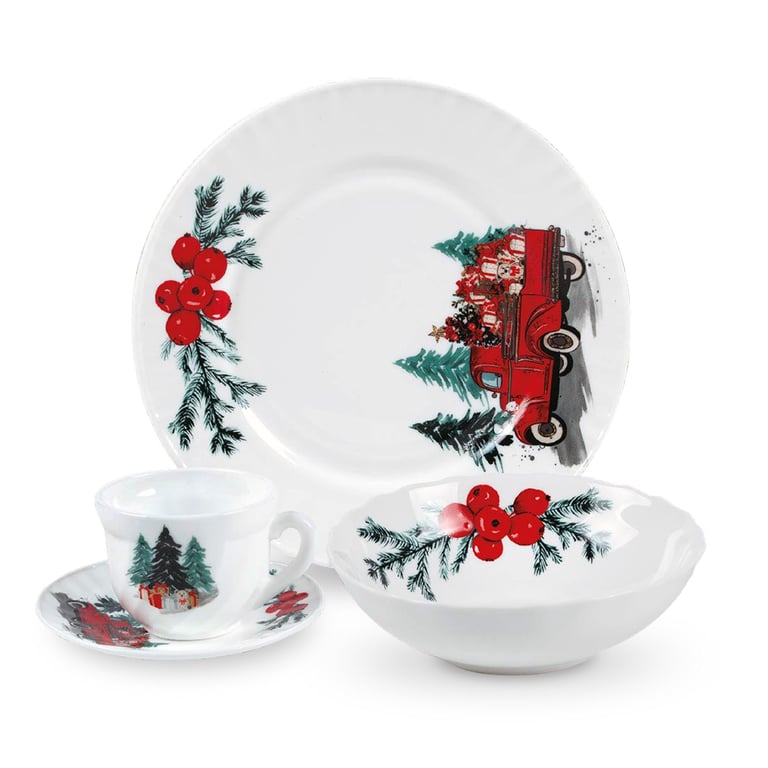 Vajilla 4 Puestos 16 Piezas Vitroceramica Decoracion Noche Buena Homecenter