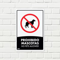 Señal Prohibido Mascotas 22x15cm Poliestireno
