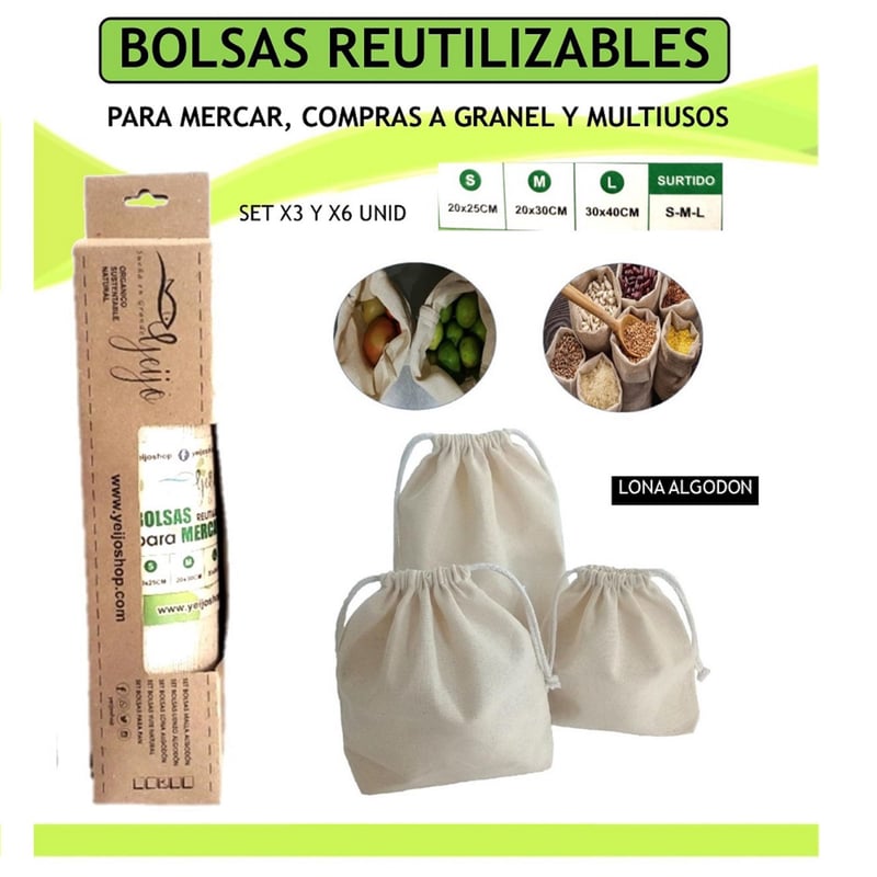 Bolsas Reutilizables Para Fruta Y Verdura Natural Home - Pack De 5 - Poliéster, Lavables, Ecológicas