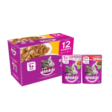 Alimento H�medo Para Gato Adulto Whiskas Pack x12 und 85 g