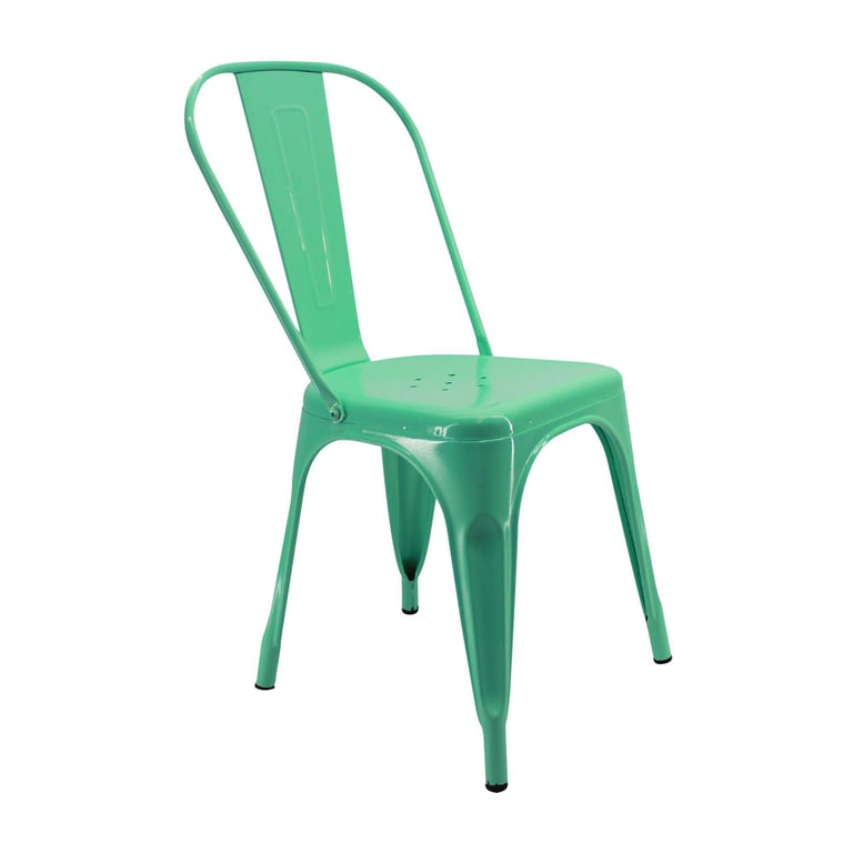 Chaise Oliix En Métal Et Bois Avec Une Finition Brillante - Vert Menthe