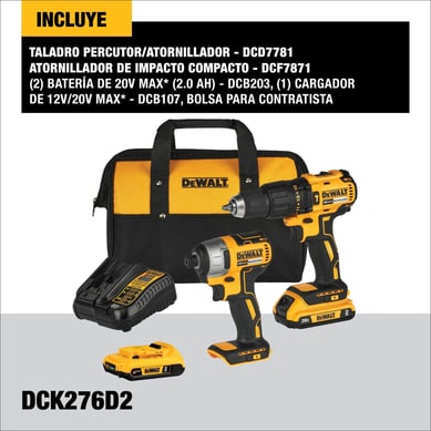 Combo Brushless Taladro Percutor + Atornillador De Impacto + 2 Baterias De 2Ah + Cargador + Maleta De Lona