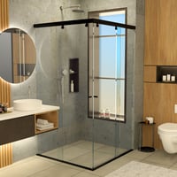 División De Baño 100+110cmx180cm Platinum Cor Esq Negr 8mm