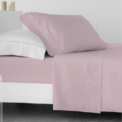 Juego Sabana Sencillo 100%P Rosa Flor Salto