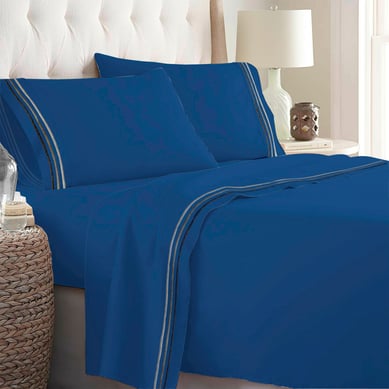 VD JUEGO SABANA SEMIDOBLE 100%P AZUL LIN