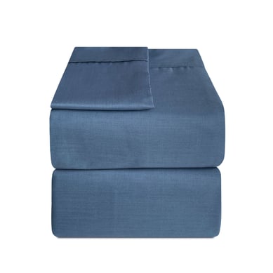 Juego Sabana Doble C/Alforza Fuelle 30 Azul Indigo