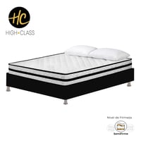 Combo Colchón 120 x 190 Texas Infinity + Base Cama Negro + Almohadas