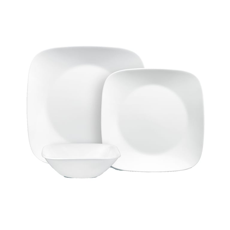 Vajilla Corelle Pure White Cuadrada 4 Puestos 12 Piezas Homecenter