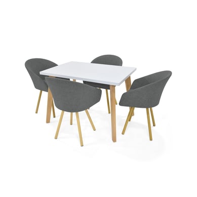 Comedor 4 Puestos Lugo Matiz Sillas Tokyo Tela Gris