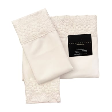 Juego S�banas Encaje 2 Color Blanco Queen