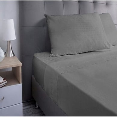 Juego De S�banas Unicolor Tama�o Doble Gris