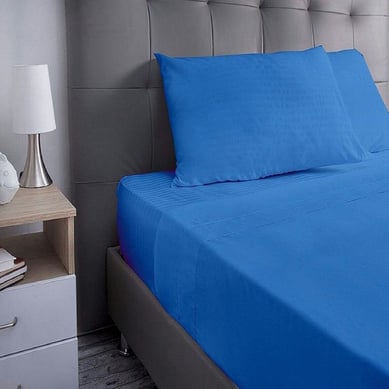 Juego De S�banas Unicolor Tama�o King Azul Rey