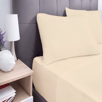 Juego De S�banas Unicolor Tama�o Doble Beige