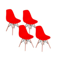Set X4 Sillas Eames Silla Minimalista Moderna Rojo