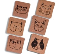 Portavasos de Corcho Cat Faces (set x6 Puestos)