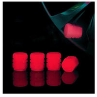 Tapa Válvula Fosforescente Fluorescente Efecto Luz Carro X2 Rojo
