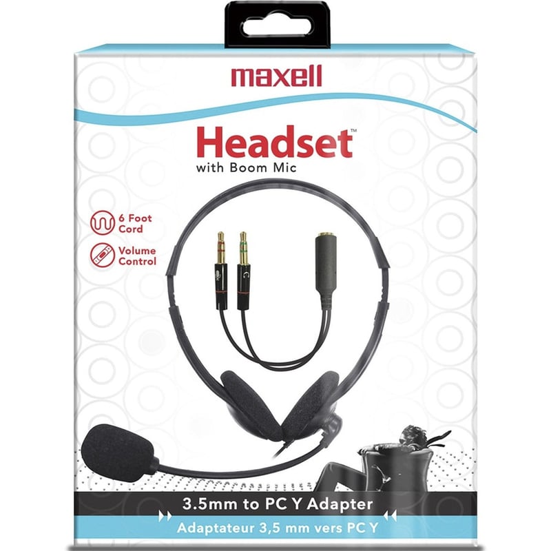 Diadema Con Micro Boom Conect 3.5mm y Adaptador para Pc MAXELL ...